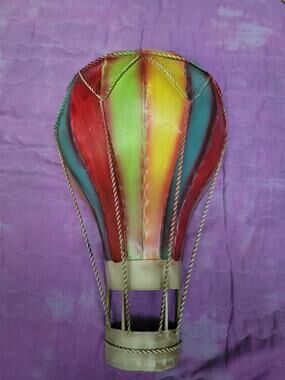 Elements Painted Hot Air Balloon Wall Hanging Decor 12"